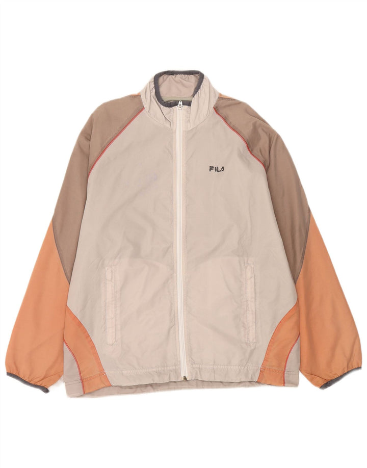 Fila Mens Tracksuit Top Jacket Pequeno Bege Colourblock Poliamida