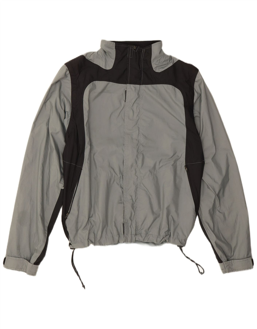 Jaqueta de chuva masculina Adidas UK 40 grande cinza colorblock poliéster