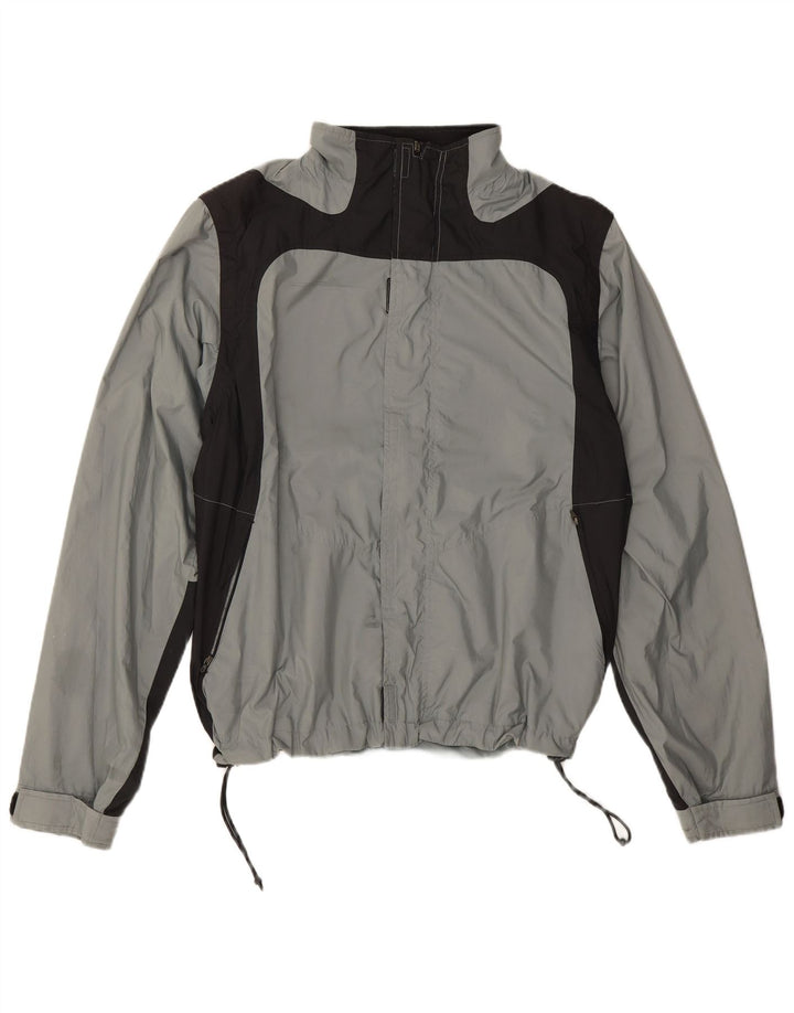 Jaqueta de chuva masculina Adidas UK 40 grande cinza colorblock poliéster