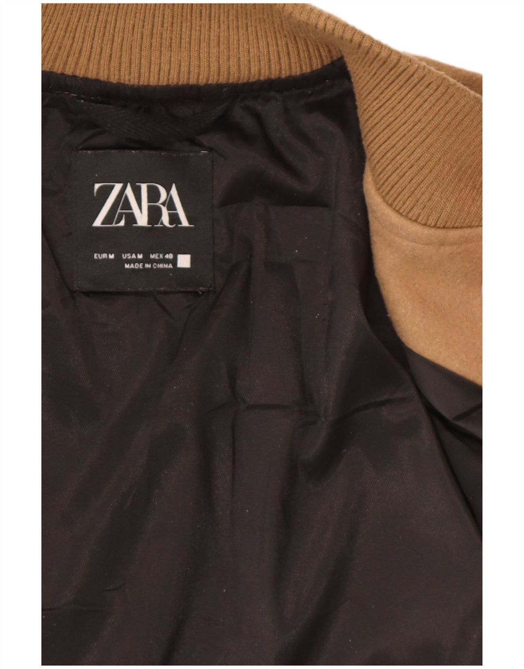 Jaqueta bomber masculina Zara UK 38 poliéster marrom médio