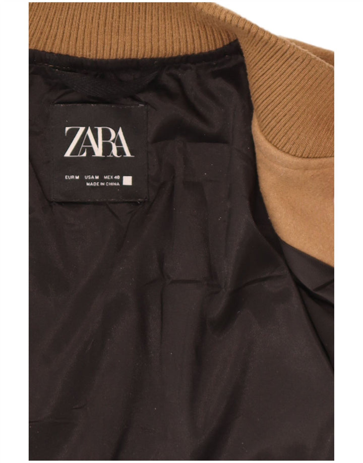 Jaqueta bomber masculina Zara UK 38 poliéster marrom médio