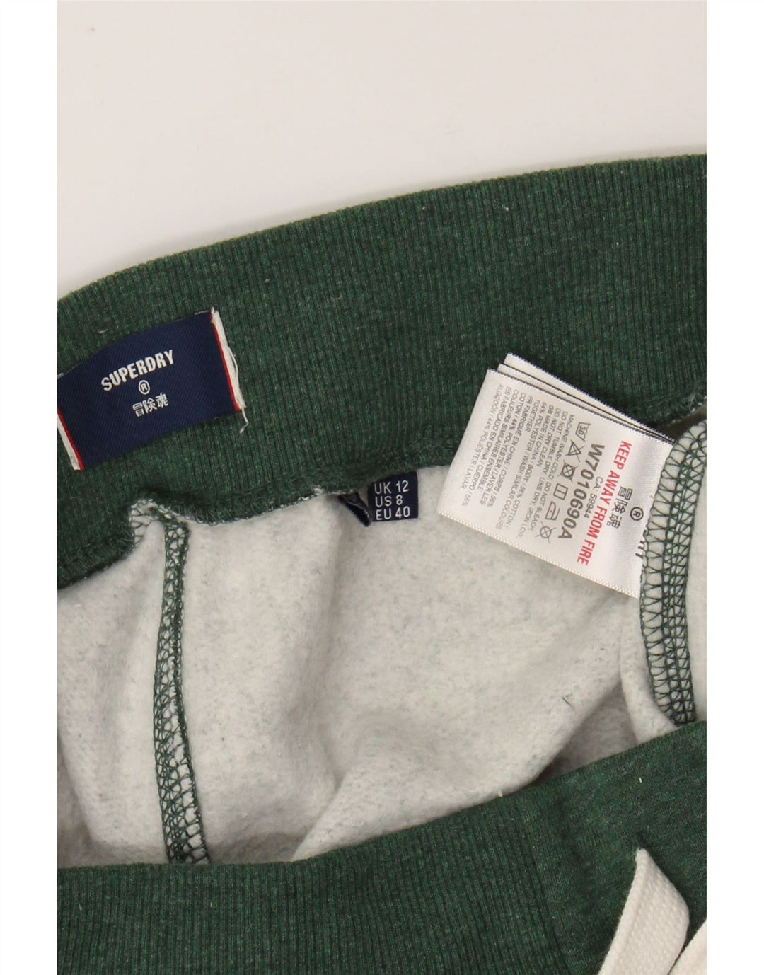 Calça esportiva feminina SUPERDRY com estampa gráfica e jogging UK 12 verde médio