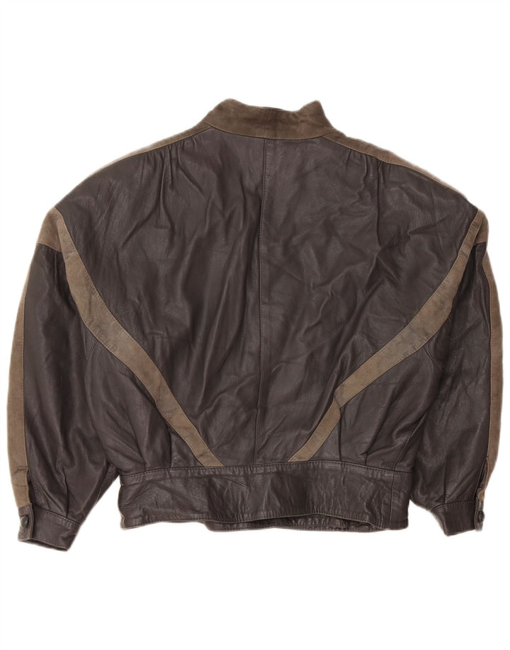 Jaqueta feminina Lavorazione Artigiana IT 44 couro colorblock cinza médio