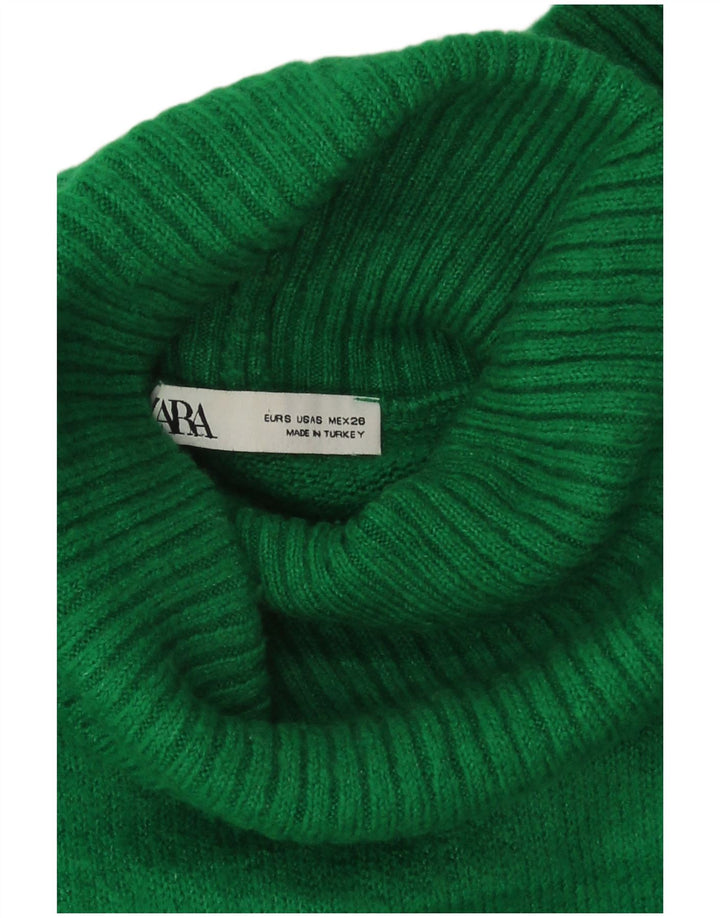 Zara Suéter feminino cropped oversized com gola redonda Reino Unido 10 pequeno verde
