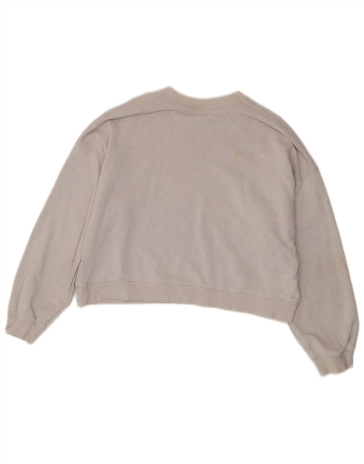 Nike Womens Crop Oversized Moletom Jumper UK 14 Médio Cinza Algodão