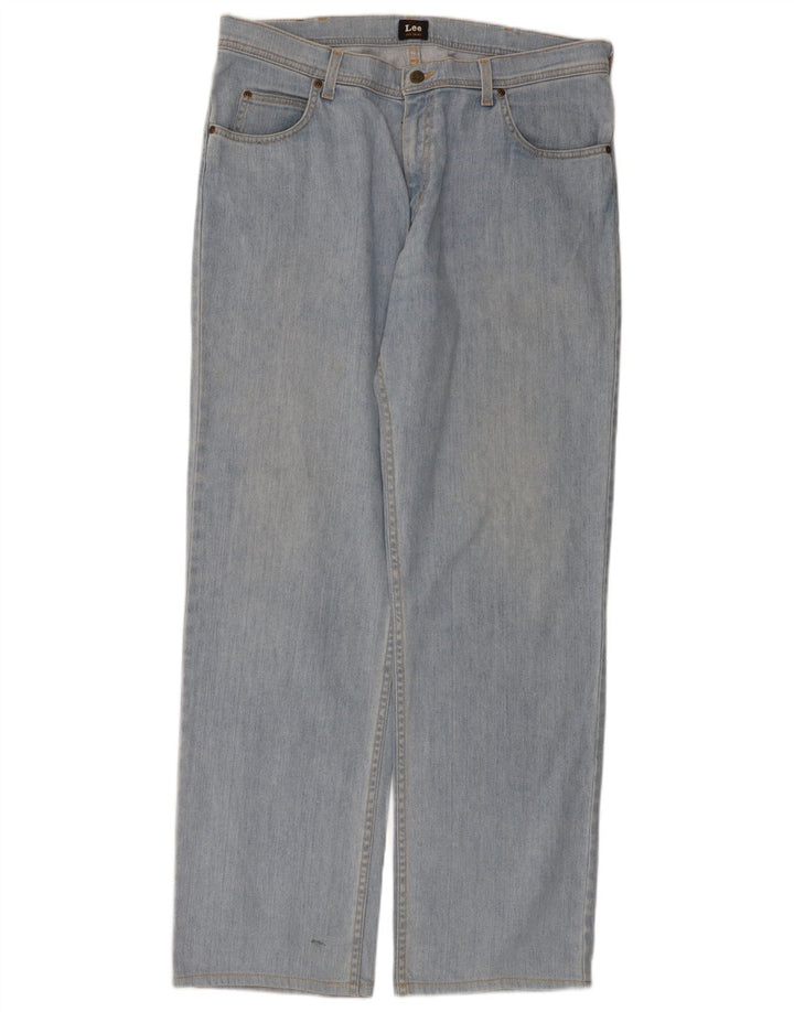 Lee Mens Brooklyn Straight Jeans W38 L34 Azul Algodão