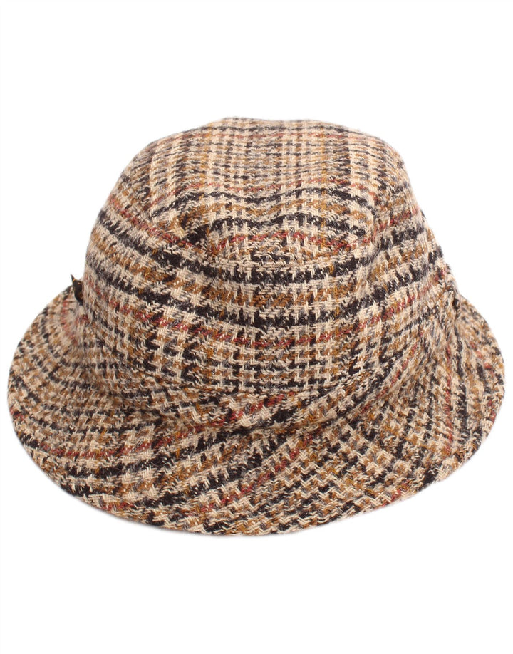 Chapéu balde masculino vintage grande bege Houndstooth clássico