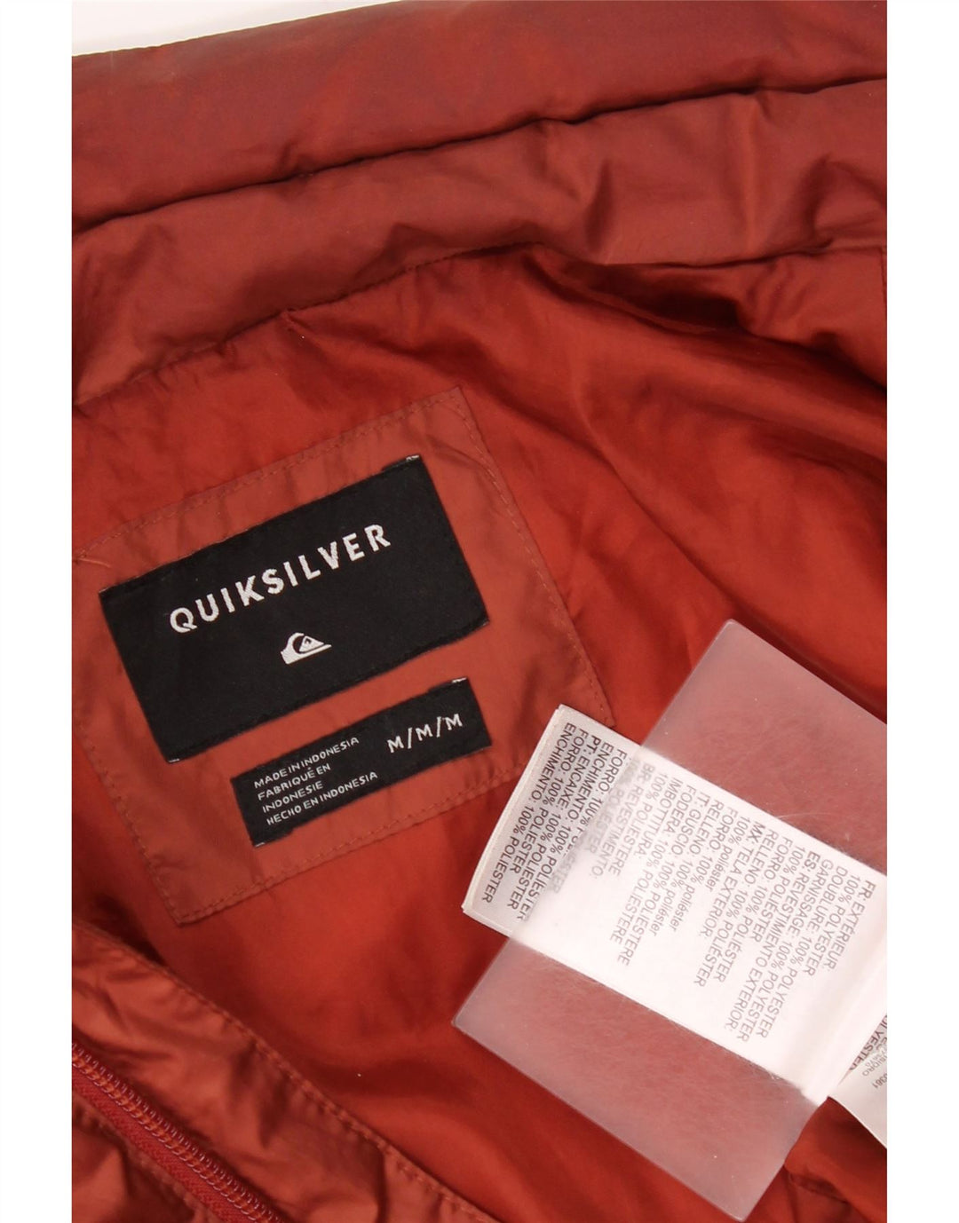 Jaqueta acolchoada masculina Quiksilver UK 38 poliéster marrom médio