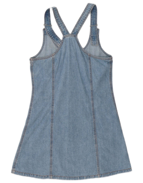 Vestido jeans feminino vintage sem mangas UK 14 azul médio