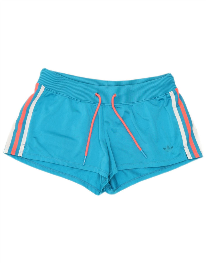 Shorts esportivos femininos Adidas UK 10 pequeno azul poliéster