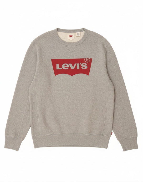 Levi's moletom gráfico masculino jumper pequeno algodão cinza