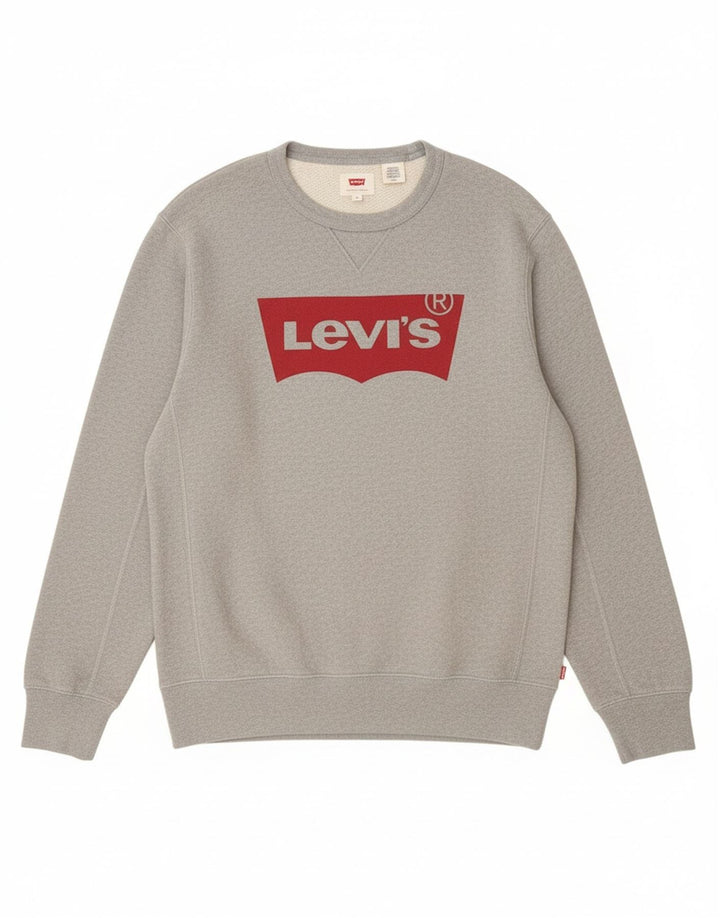 Levi's moletom gráfico masculino jumper pequeno algodão cinza