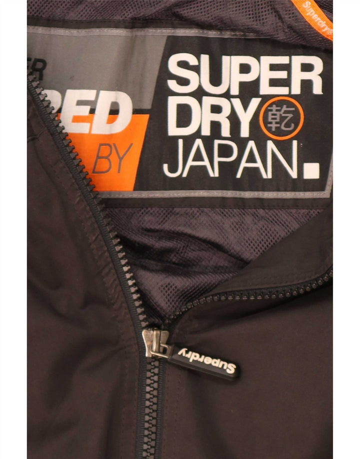 Jaqueta corta-vento masculina Superdry com capuz UK 40 poliéster preto grande