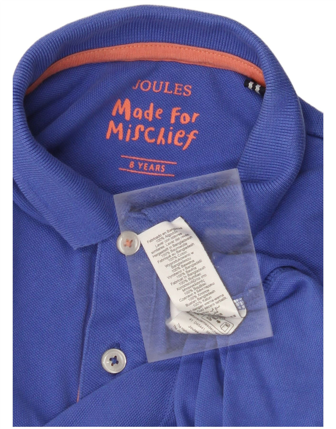JOULES Camisa polo masculina 7-8 anos algodão azul
