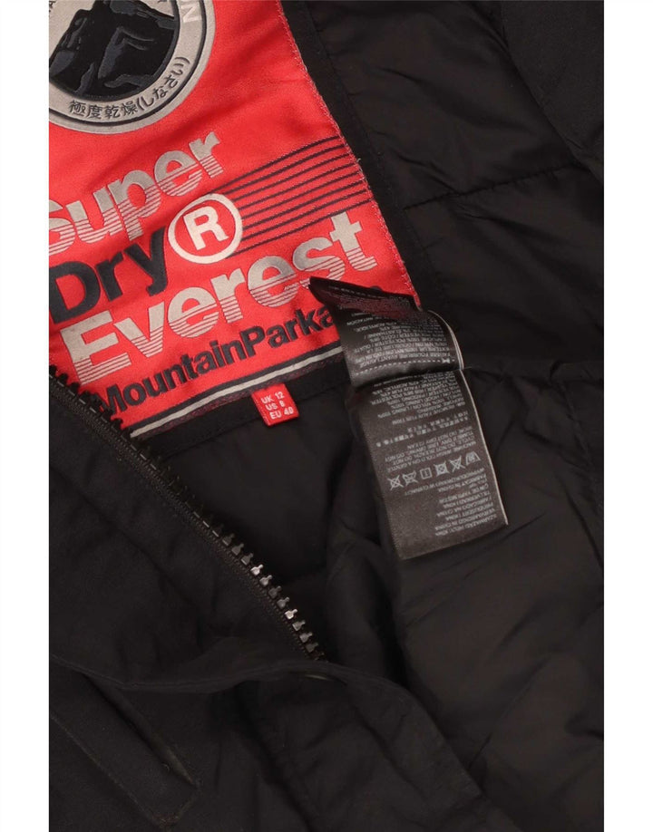 Jaqueta Parka Feminina Superdry com Capuz Reino Unido 12 Médio Preto Nylon