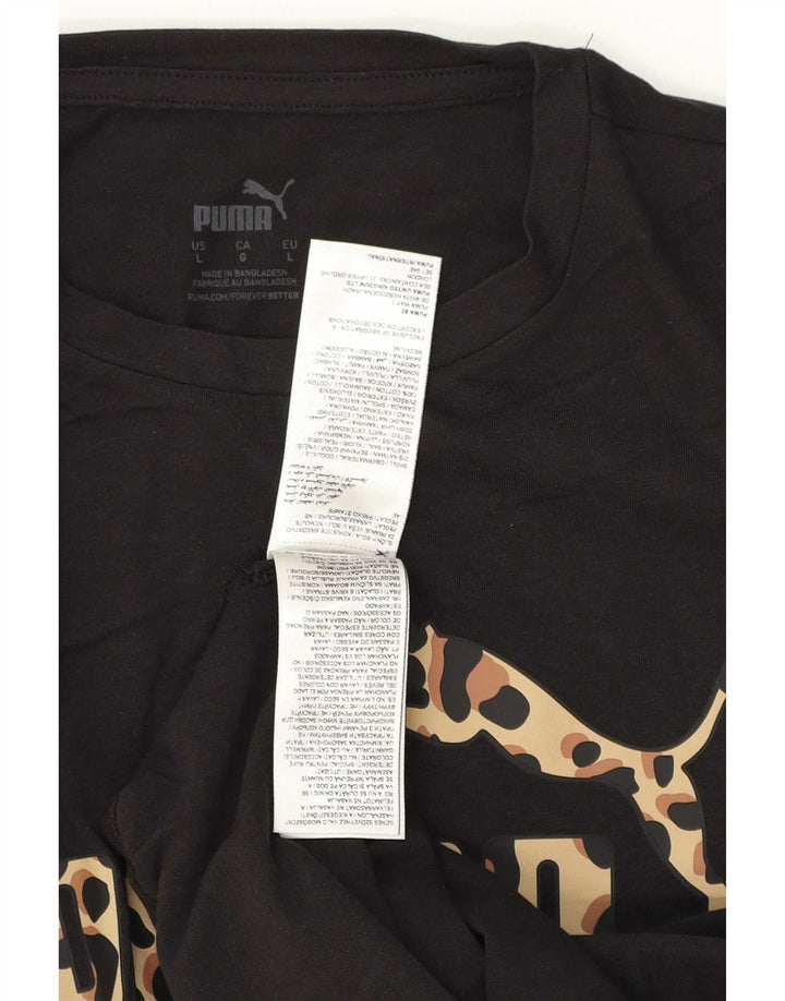 Puma Mens Graphic T-Shirt Top Grande Algodão Preto