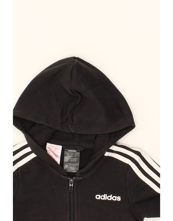 ADIDAS Boys Zip Hoodie Sweater 7-8 Years Black Cotton Vintage Adidas and Second-Hand Adidas from Messina Hembry 