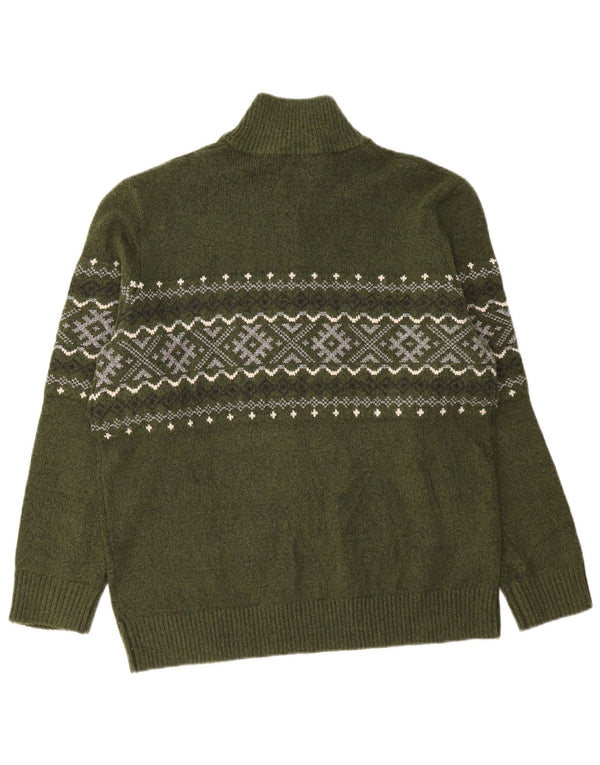 Suéter masculino WE com zíper e gola XL cáqui Fair Isle Wool