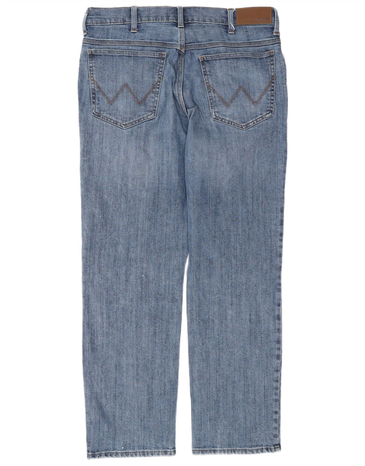Wrangler Mens Straight Jeans W35 L30 Azul Algodão