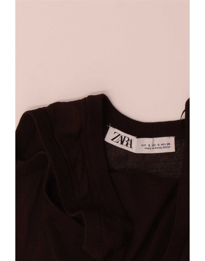 Colete feminino Zara UK 8 pequeno viscose marrom