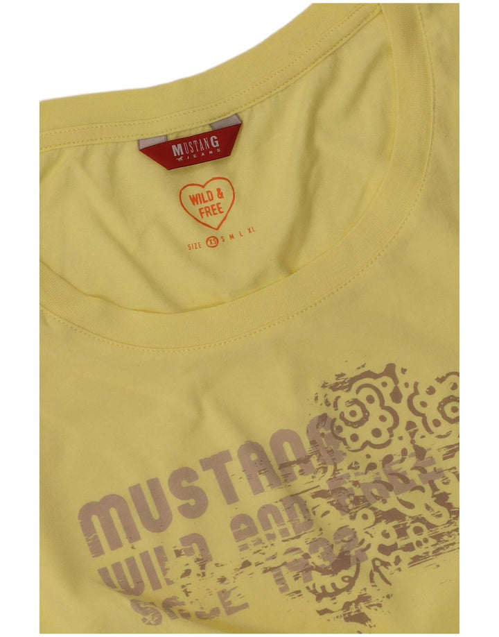 Camiseta feminina MUSTANG com estampa gráfica UK 6 XS amarelo