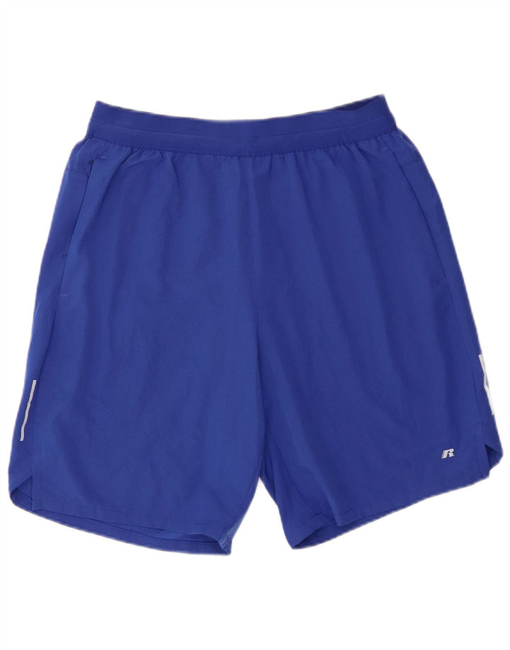 Shorts esportivos masculinos Russell Athletic poliéster azul médio