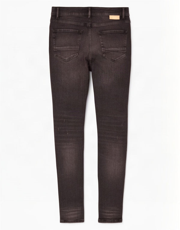 Zara Jeans skinny masculino desgastado UE 42 grande W32 L34 algodão preto
