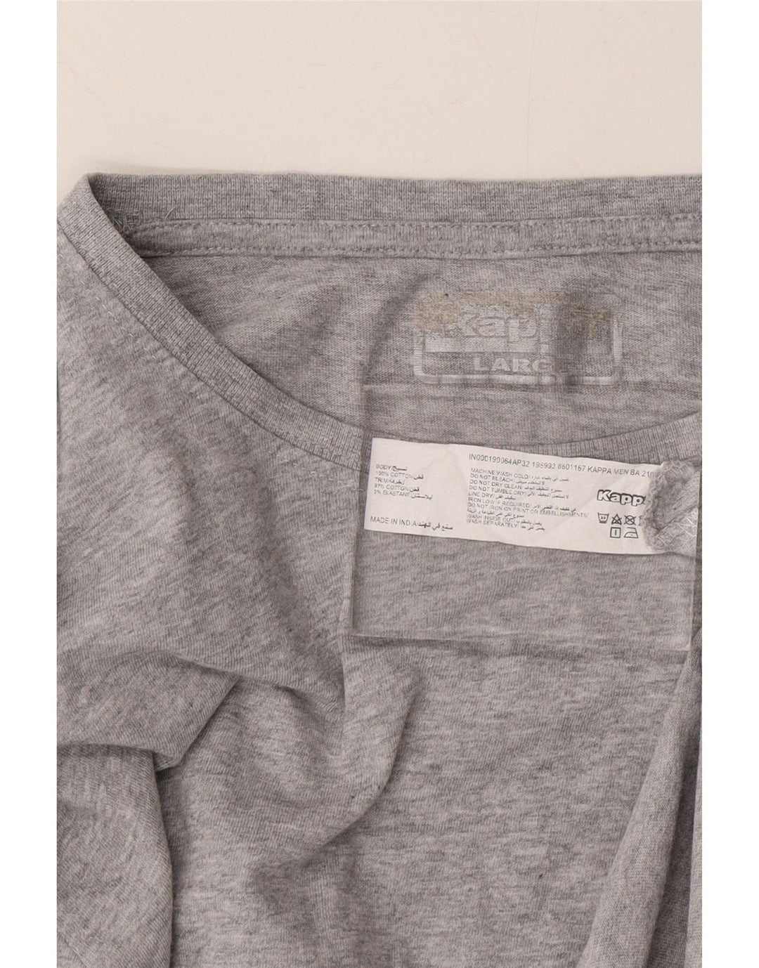 KAPPA Womens T-Shirt Top UK 16 Large Grey Cotton Vintage Kappa and Second-Hand Kappa from Messina Hembry 