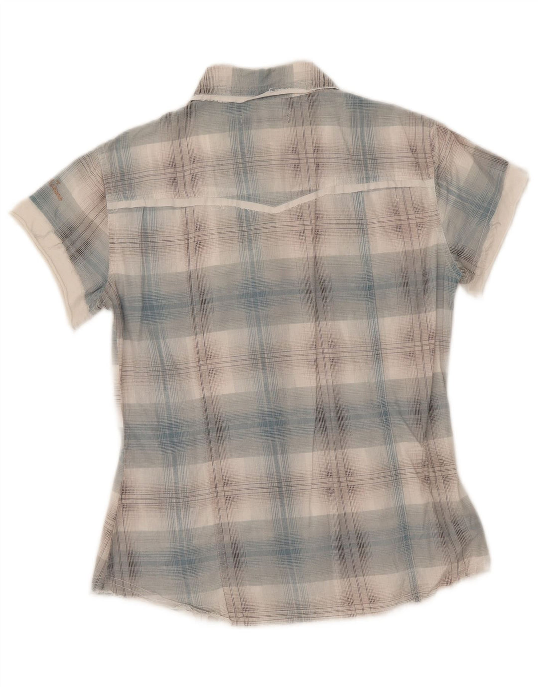 Camisa feminina de manga curta Rifle UK 12 xadrez azul médio