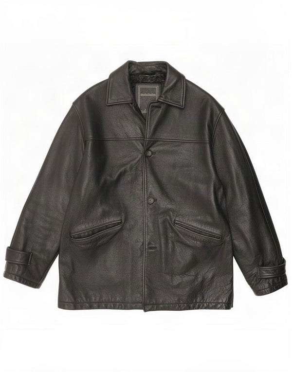 Jaqueta de couro masculina Angelo Litrico XL preta clássica