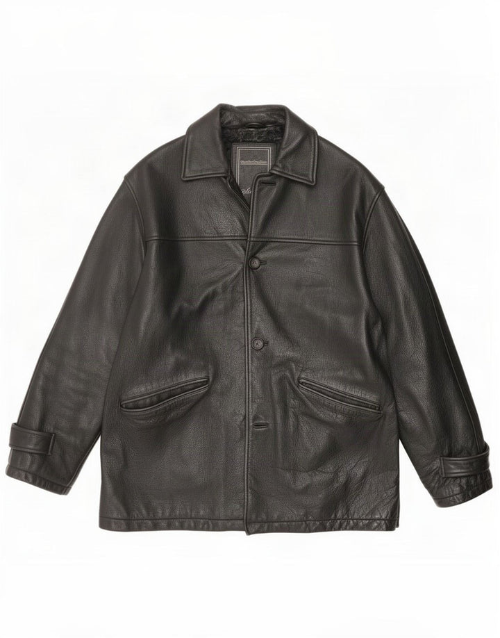 Jaqueta de couro masculina Angelo Litrico XL preta clássica
