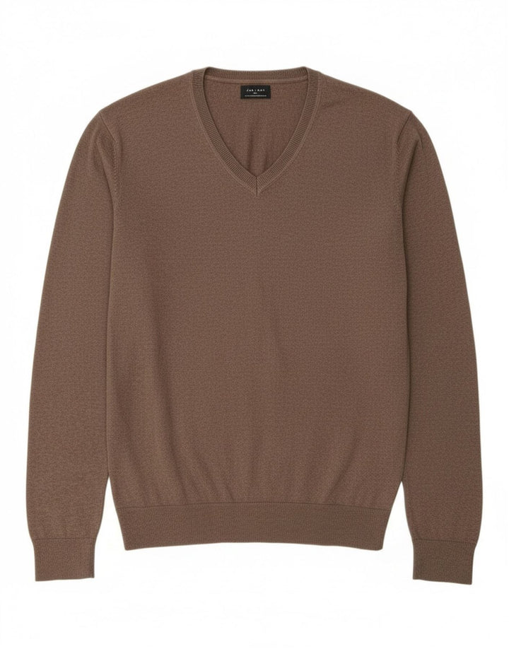 Suéter masculino ZARA com decote em V grande algodão marrom