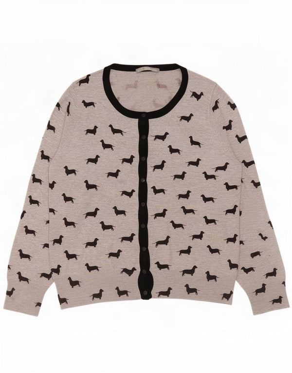 Suéter cardigã feminino Marks & Spencer Reino Unido 16 grande cinza com estampa animal