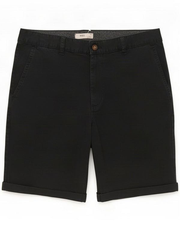 Marks & Spencer Womens Chino Shorts UK 12 Médio W34 Algodão Preto