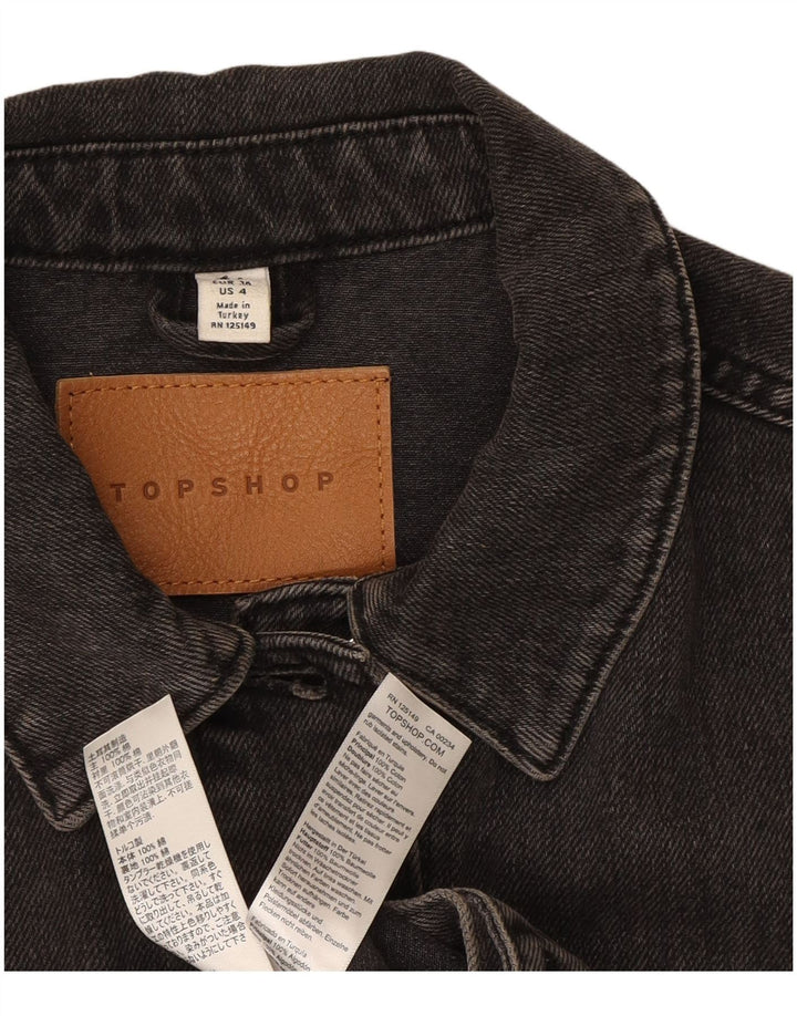 Jaqueta jeans oversized feminina Topshop Reino Unido 8 algodão cinza pequeno