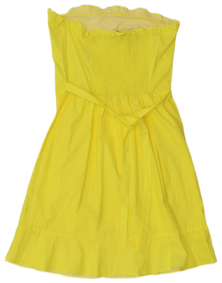 Vestido feminino Oasis sem alças UK 10 viscose amarela pequena