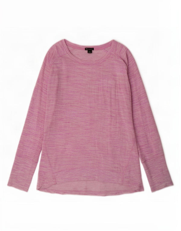 Top feminino Champion de manga comprida UK 16 grande rayon rosa manchado