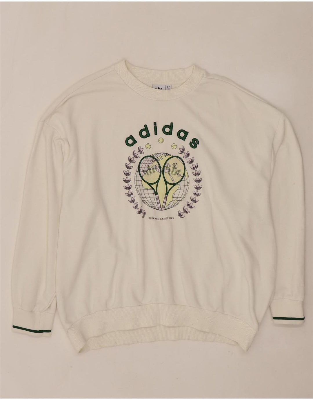 ADIDAS Womens Oversized Graphic Sweatshirt Jumper Reino Unido 8 Pequeno Algodão Branco
