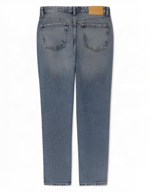 Zara Jeans feminino de cintura alta desgastado UE 38 pequeno W28 L27 algodão azul