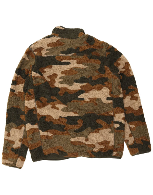 Jaqueta de lã alta masculina EDDIE BAUER Reino Unido 42 XL cáqui poliéster camuflado