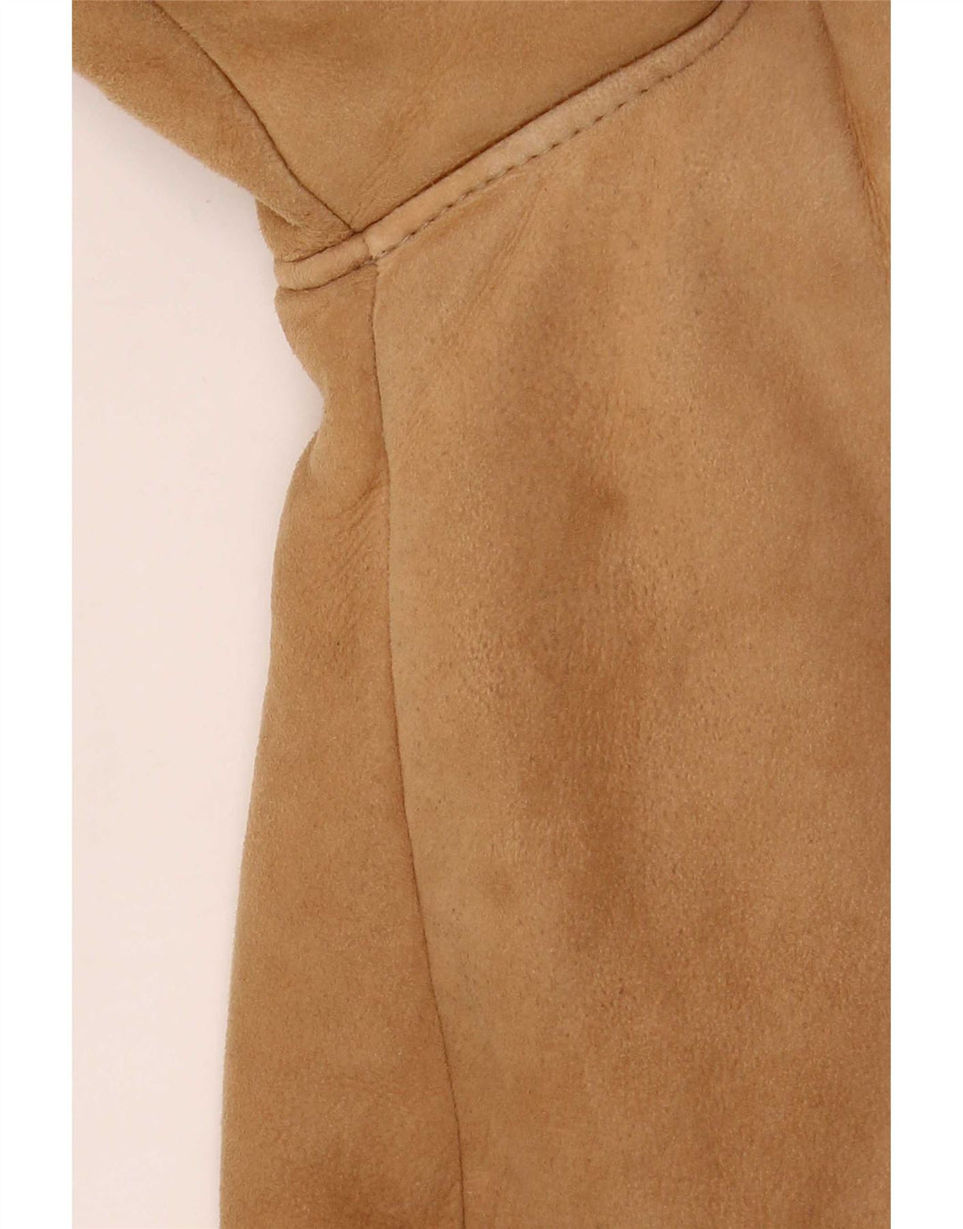 Jaqueta feminina vintage com capuz Shearling UK 12 Médio Bege