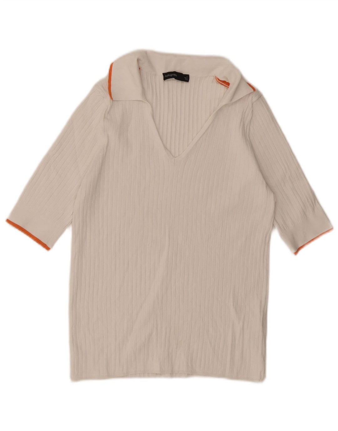Camisa polo feminina Marks & Spencer Autograph Reino Unido 14 média branca viscose