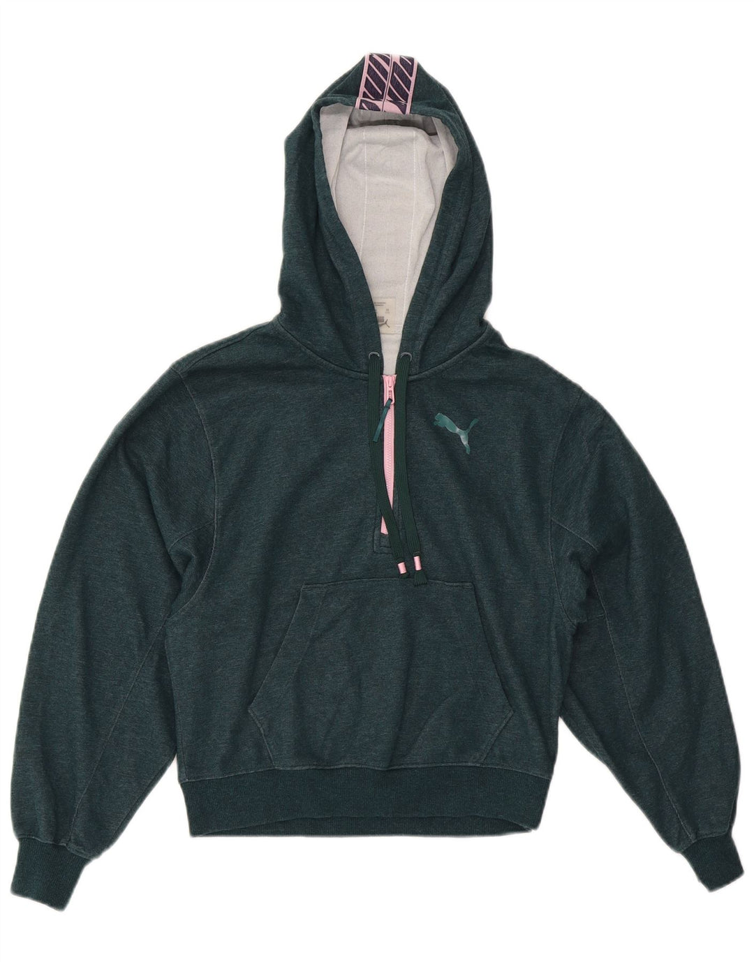 PUMA feminino oversized gráfico moletom com capuz UK 6 XS algodão verde