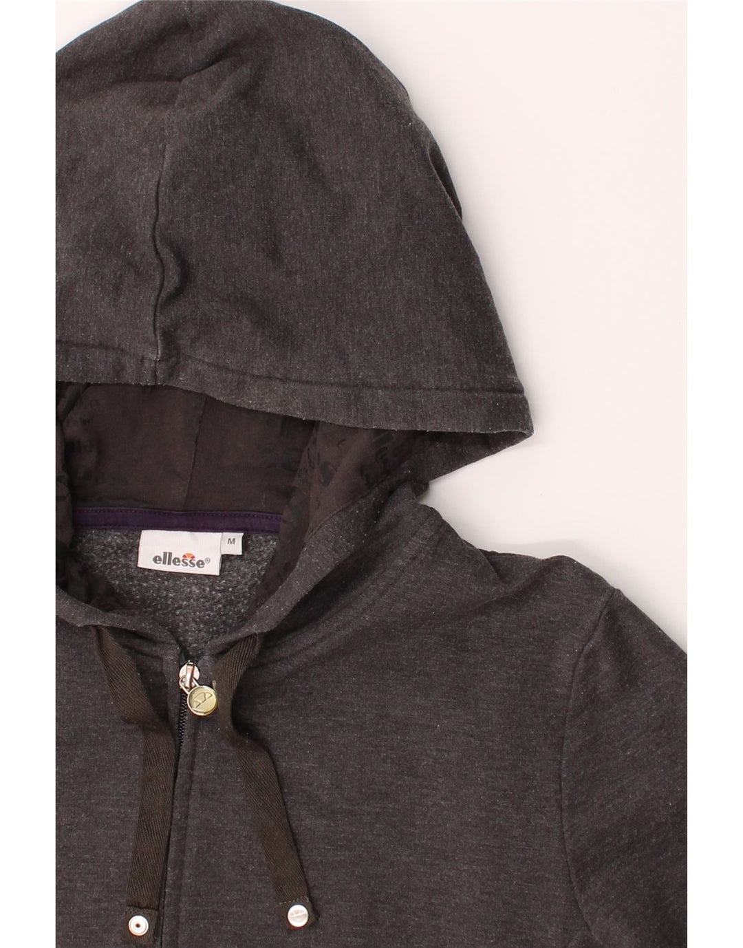 ELLESSE Womens Zip Hoodie Sweater UK 14 Medium Grey Cotton Vintage Ellesse and Second-Hand Ellesse from Messina Hembry 