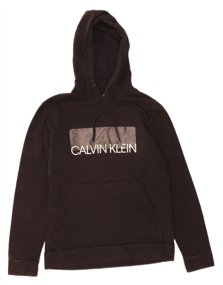 CALVIN KLEIN moletom com capuz gráfico masculino médio algodão preto