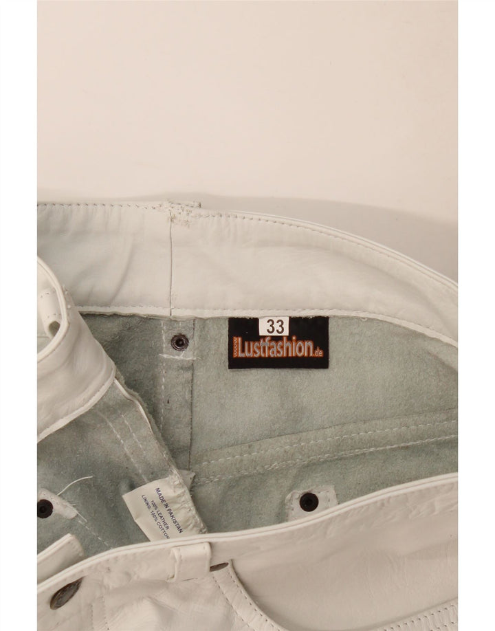 Shorts casuais de couro feminino vintage W33 couro azul grande