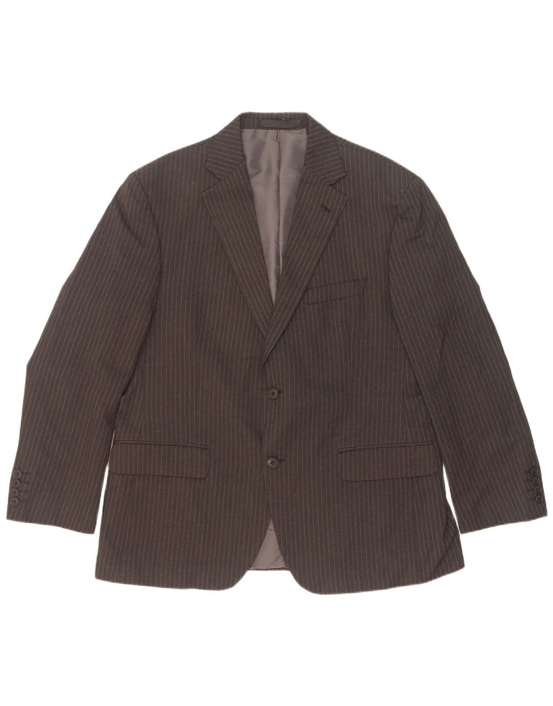 Jaqueta blazer masculina de 2 botões Marks & Spencer UK 42 listra cinza grande