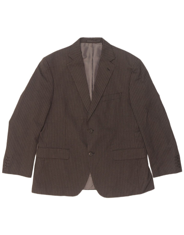 Jaqueta blazer masculina de 2 botões Marks & Spencer UK 42 listra cinza grande