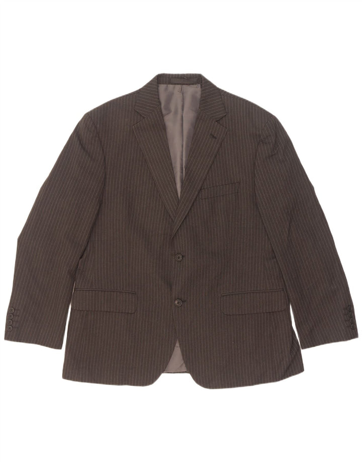 Jaqueta blazer masculina de 2 botões Marks & Spencer UK 42 listra cinza grande
