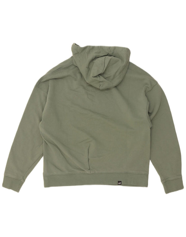 Puma feminino moletom com capuz UK 14 algodão verde médio